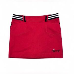 Louis Castel Stylish Red Mini Skort with Striped Waist Tennis Pickleball Golf